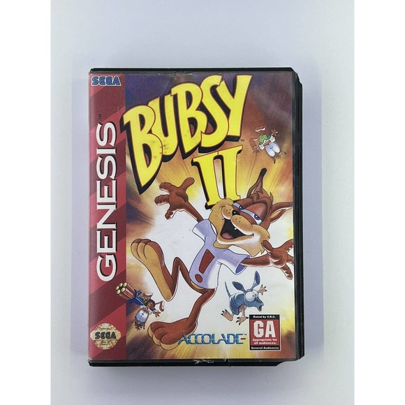 Bubsy II 2 (Sega Genesis, 1994) Game and Case No Manual TESTED WORKING Boxed